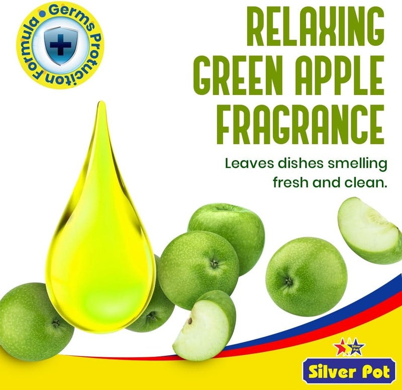 Silver Pot عبوة مزدوجة من سائل غسيل الصحون بالتفاح الأخضر من سيلفر بوت - Image 4